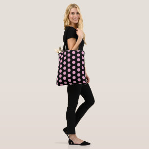 Big Rosa Polka dots på Black Tygkasse