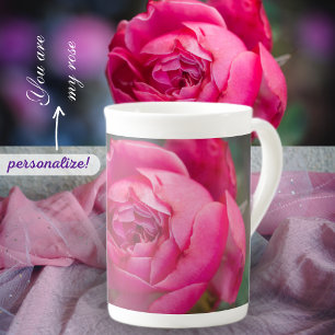 Big rosa ros benporslin mugg
