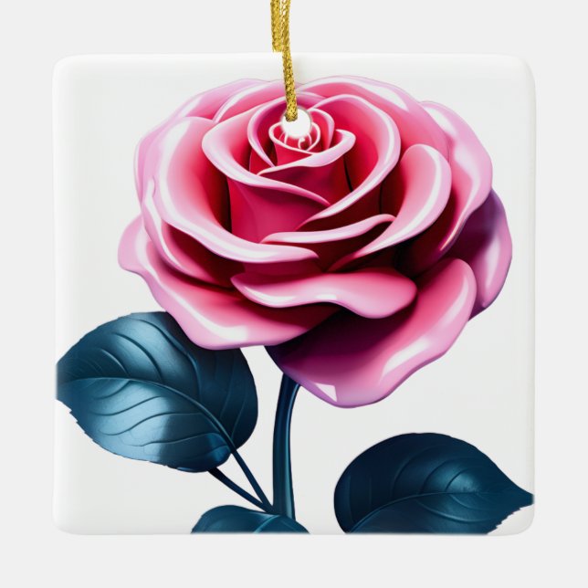 Big Rosa ros Julgransprydnad Keramik (Framsida)
