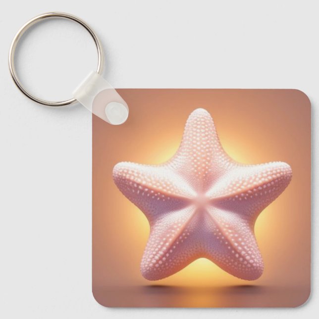 Big Rosa Starfish Nyckelring (Framsida)