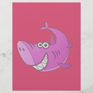 Big Rosa Tecknad Shark