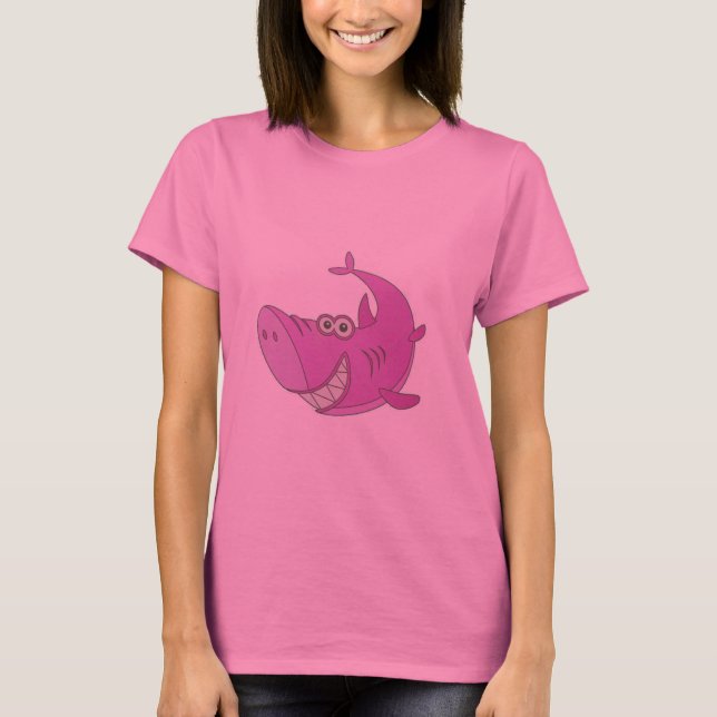 Big Rosa Tecknad Shark Tee (Framsida)