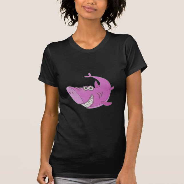 Big Rosa Tecknad Shark Tee Shirt (Framsida)