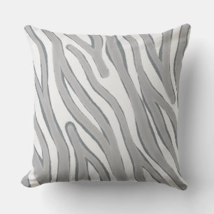 Big Rough Light Grått Zebra Rand 2 Tone Kudde