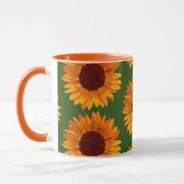 Big Rustic Orange Solros Mönster Blommigt Mugg