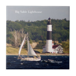 Big Sable-fyr och båtpanel Kakelplatta
