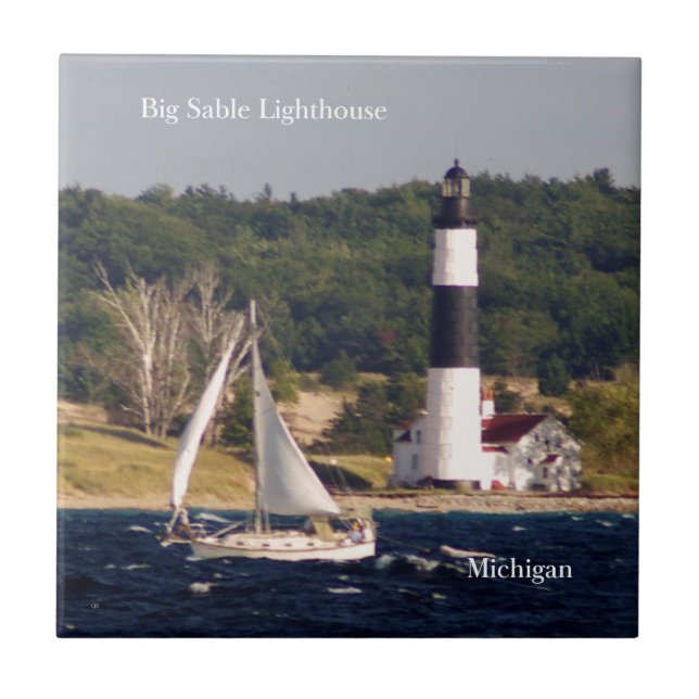 Big Sable-fyr och båtpanel Kakelplatta (Framsidan)