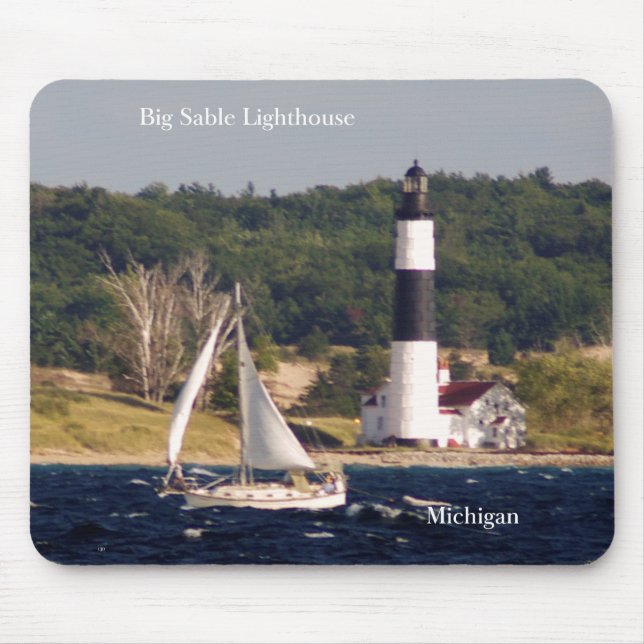 Big Sable Lighthouse & Boat mousepad Musmatta (Framsidan)