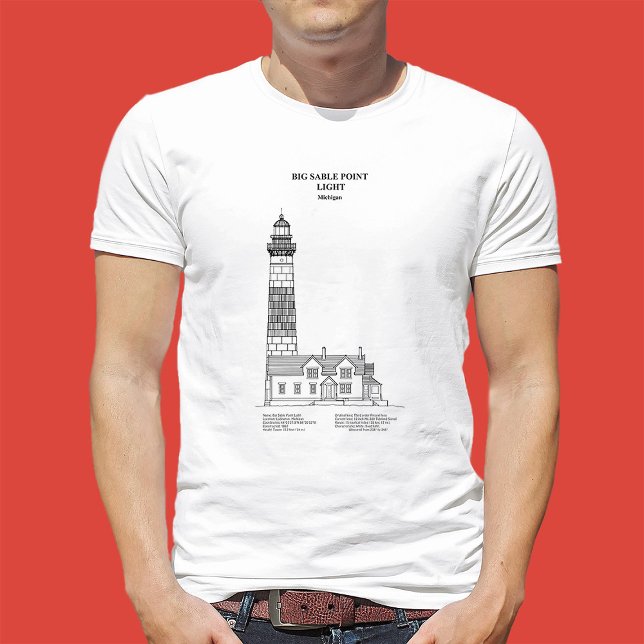 Big Sable Point fyr - Michigan - SBD T Shirt (Big Sable Point Lighthouse - Michigan - SBD. Men Basic White T-Shirt)