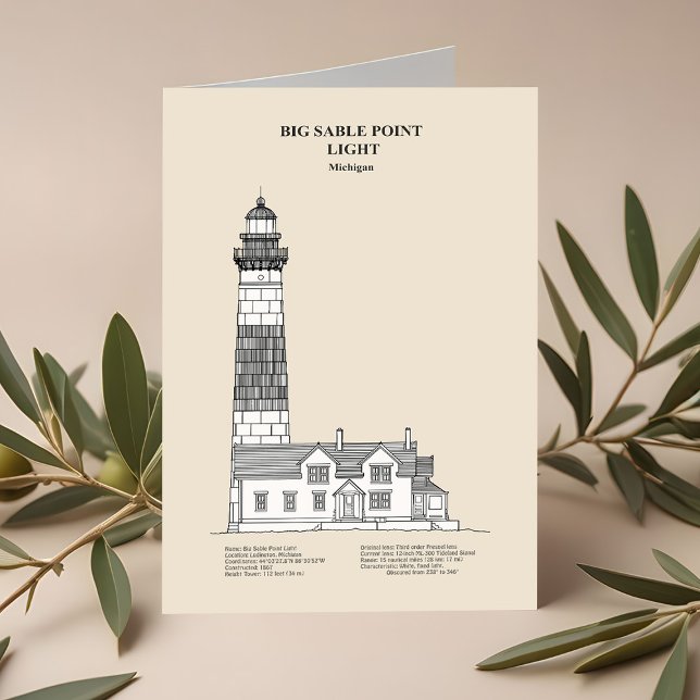 Big Sable Point fyr - Michigan - SBD Tack Kort (Big Sable Point Lighthouse - Michigan - SBD. Thank You Card )