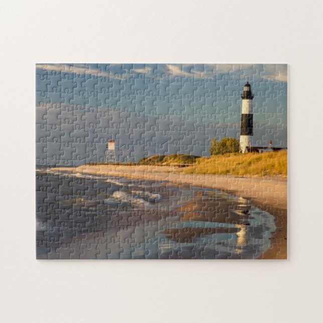 Big Sable Point fyr på Lake Michigan 2 Pussel (Horisontell)