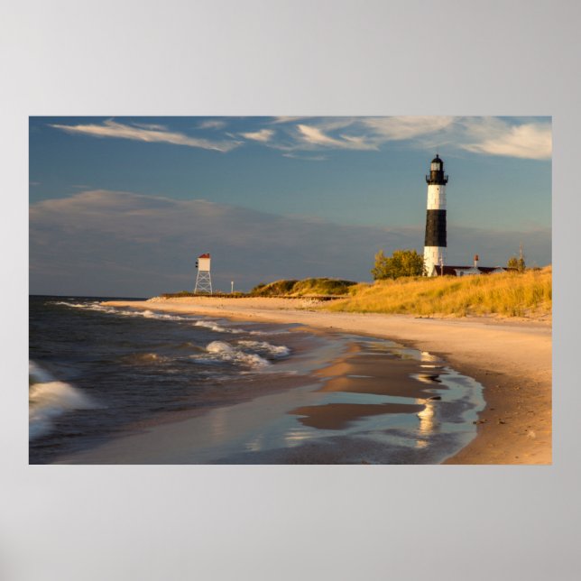 Big Sable Point Fyren Vid Lake Michigan 2 Poster (Framsidan)