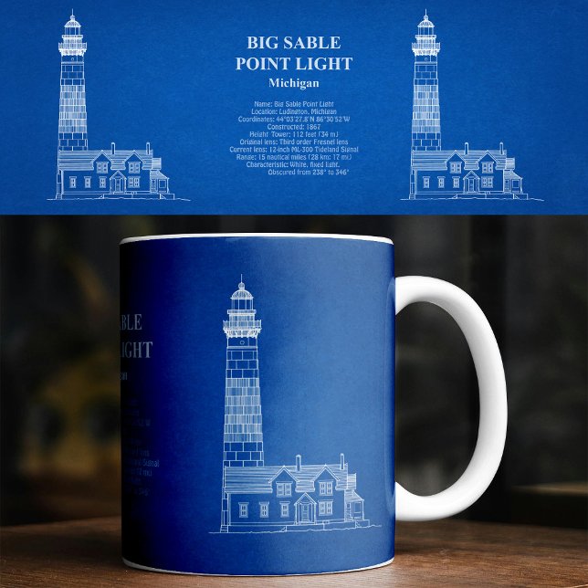 Big Sable Point Lighthouse - Michigan - AD Kaffemugg (Big Sable Point Lighthouse - Michigan – AD. Coffee Mug)