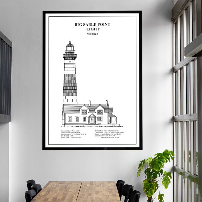Big Sable Point Lighthouse - Michigan - BD Canvastryck (Big Sable Point Lighthouse - Michigan - BD. Canvas Print)