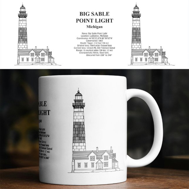 Big Sable Point Lighthouse - Michigan - BD Kaffemugg (Big Sable Point Lighthouse - Michigan - BD. Coffee Mug)