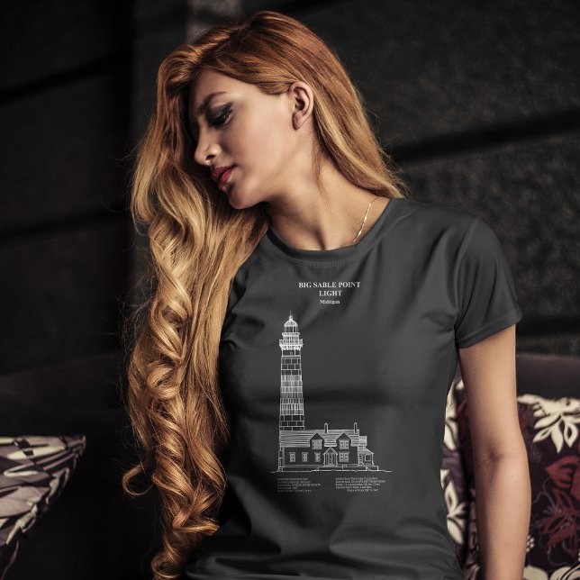 Big Sable Point Lighthouse - Michigan – e.Kr. T Shirt (Big Sable Point Lighthouse - Michigan – AD. Women Basic Black T-Shirt)