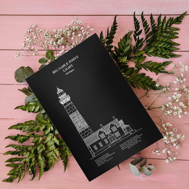 Big Sable Point Lighthouse - Michigan - PD Vykort (Skapare uppladdad)