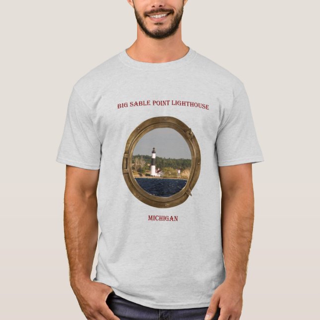 Big Sable Point Lighthouse porthole-skjorta T Shirt (Framsida)