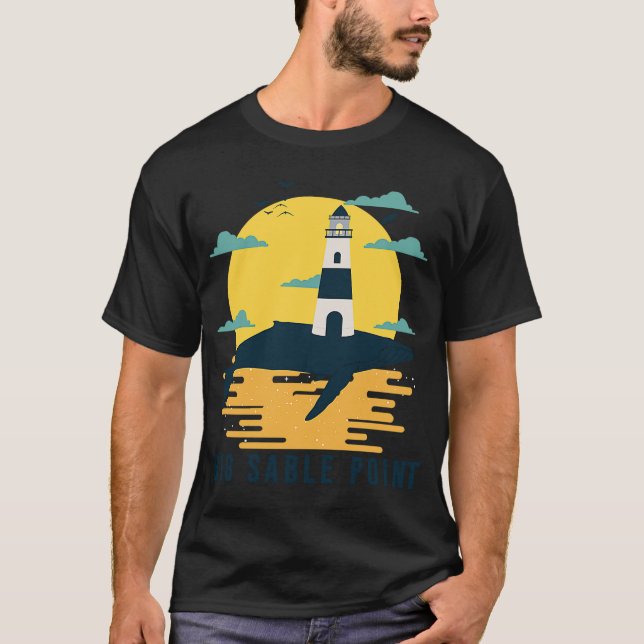 Big Sable Point Lighthouse Sjö Michigan Light Lud T Shirt (Framsida)