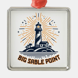 Big Sable Point Lighthouse Soluppgång Julgransprydnad Metall