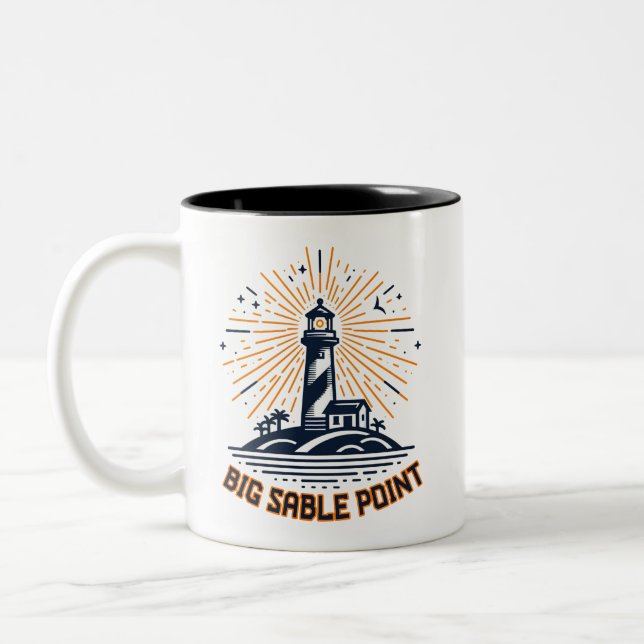 Big Sable Point Lighthouse Soluppgång Två-Tonad Mugg (Vänster)