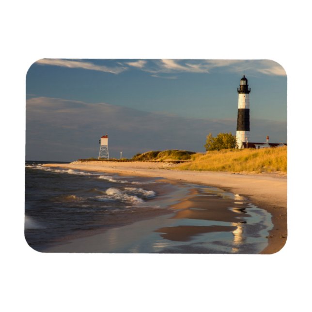 Big Sable Point Lighthouse vid Lake Michigan 2 Magnet (Horisontell)