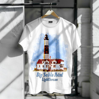 Big Sable Point Lighthouse Watercolor - Michigan T Shirt