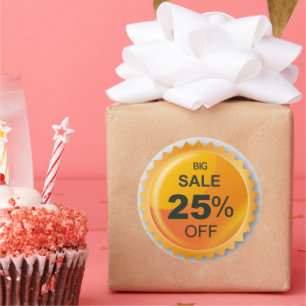 Big Sale 25 procent pris rabatt-dekal Runt Klistermärke