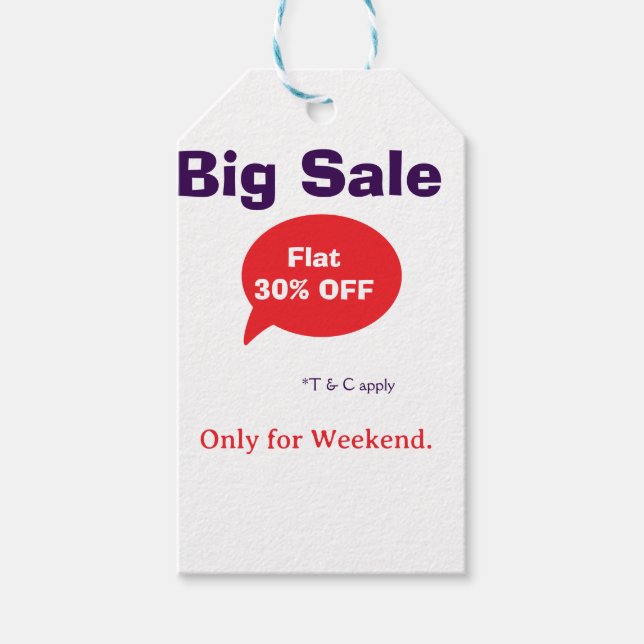 Big sale discount offer weekend company shop T&C Presentetikett (Framsidan)