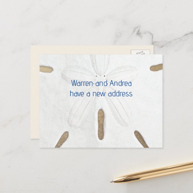 Big Sand Dollar-Flyttan till Beach Postcard Meddelande Vykort (Fram/Back In Situ)