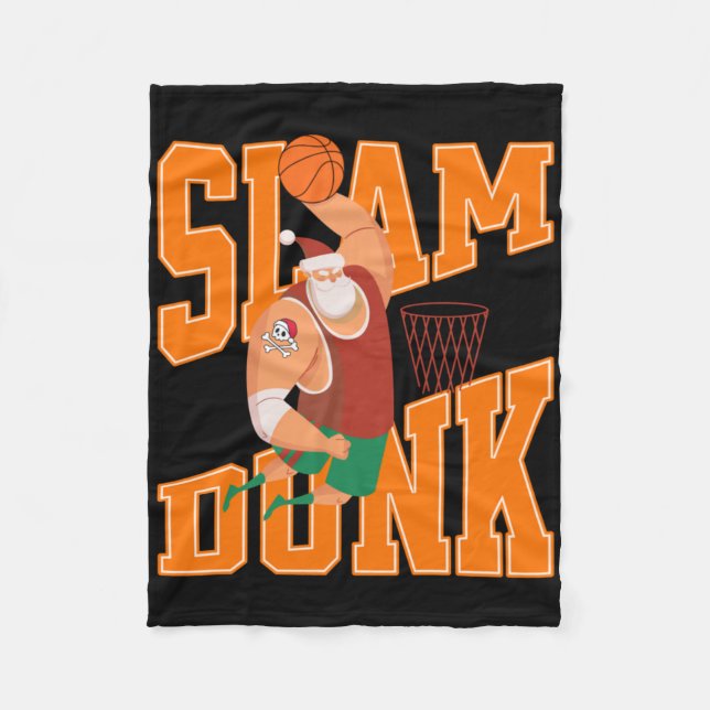 Big Santa Slam dunk Basketball jul Fleecefilt (Framsidan)