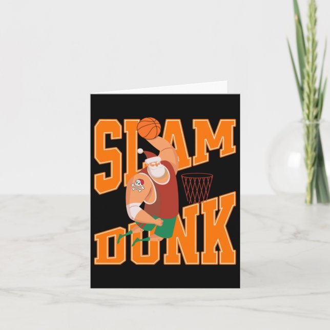 Big Santa Slam dunk Basketball jul Kort (Framsida)