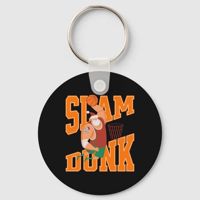 Big Santa Slam dunk Basketball jul Nyckelring (Framsida)