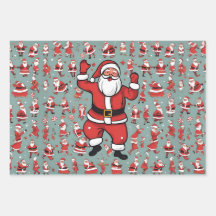Big Santa Wrapping Papper Flat Lakan set av 3