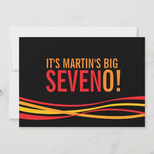 Big SevenO! Enkelt band födelsedag inbjudan (Framsida)