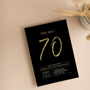 Big Seventy Guld & Svart 70-årsfest Inbjudningar