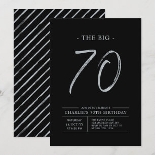 Big Seventy Silver & Black 70-årsfest Inbjudningar