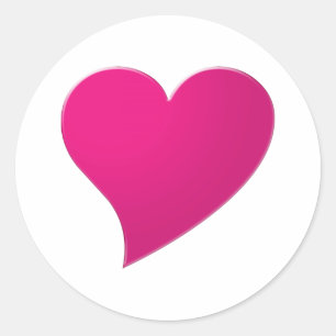 Big shock rosa fuchsia Heart, Kärlek, vit Runt Klistermärke