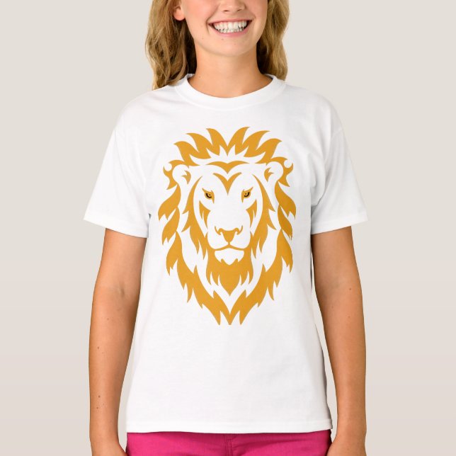 Big Simple Roaring Guld Lejon T Shirt (Framsida)