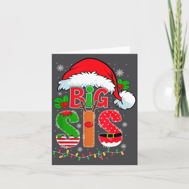 Big Sis Santa Hat New Big Sister Announcement Xmas Kort (Framsida)