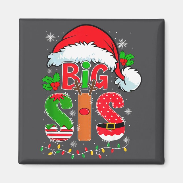 Big Sis Santa Hat New Big Sister Announcement Xmas Magnet (Framsidan)