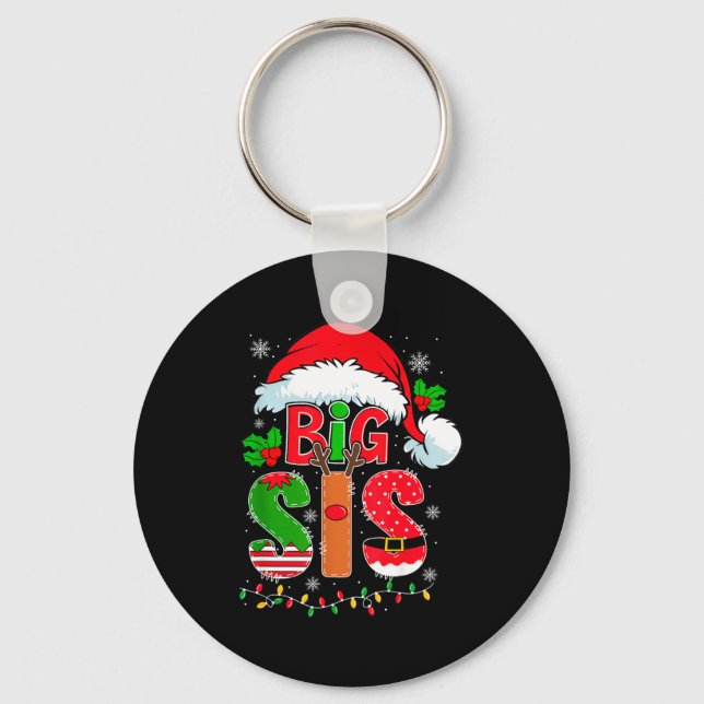 Big Sis Santa Hat New Big Sister Announcement Xmas Nyckelring (Framsida)