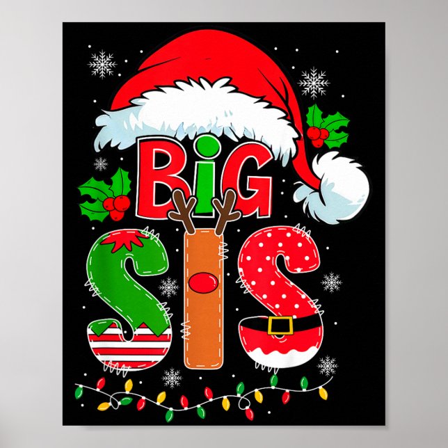 Big Sis Santa Hat New Big Sister Announcement Xmas Poster (Framsidan)
