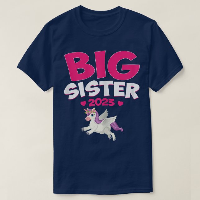 Big Sister 2023 Syskon Baby annonser Unicorn T Shirt (Design framsida)