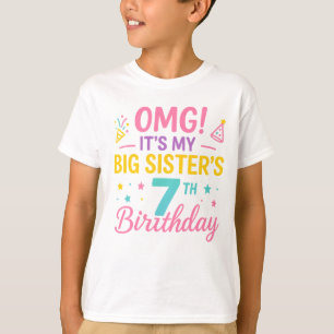 Big Sister 7-årsdag Söt Regnbåge Kul 7 År T Shirt