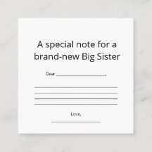 Big Sister Abstract Heart Enclosure Card 