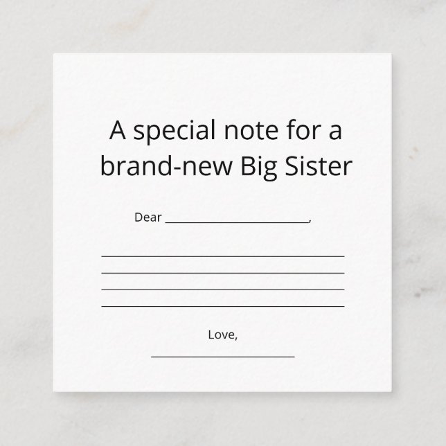 Big Sister Abstract Heart Enclosure Card  Tilläggskort (Baksida)
