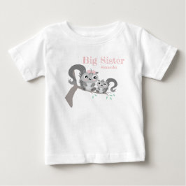 Big sister adjustable name with cute squirrels t shirt