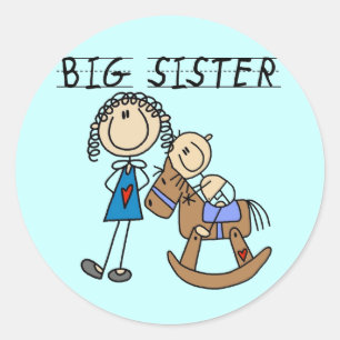 Big Sister Baby Brother T-shirts och Gifts Runt Klistermärke