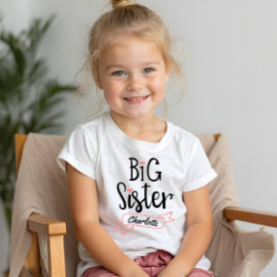 Big Sister Baby-meddelande Namn & Monogram T Shirt